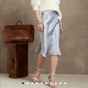 Petite Bliss Silk Midi Skirt (Crisp Blue)